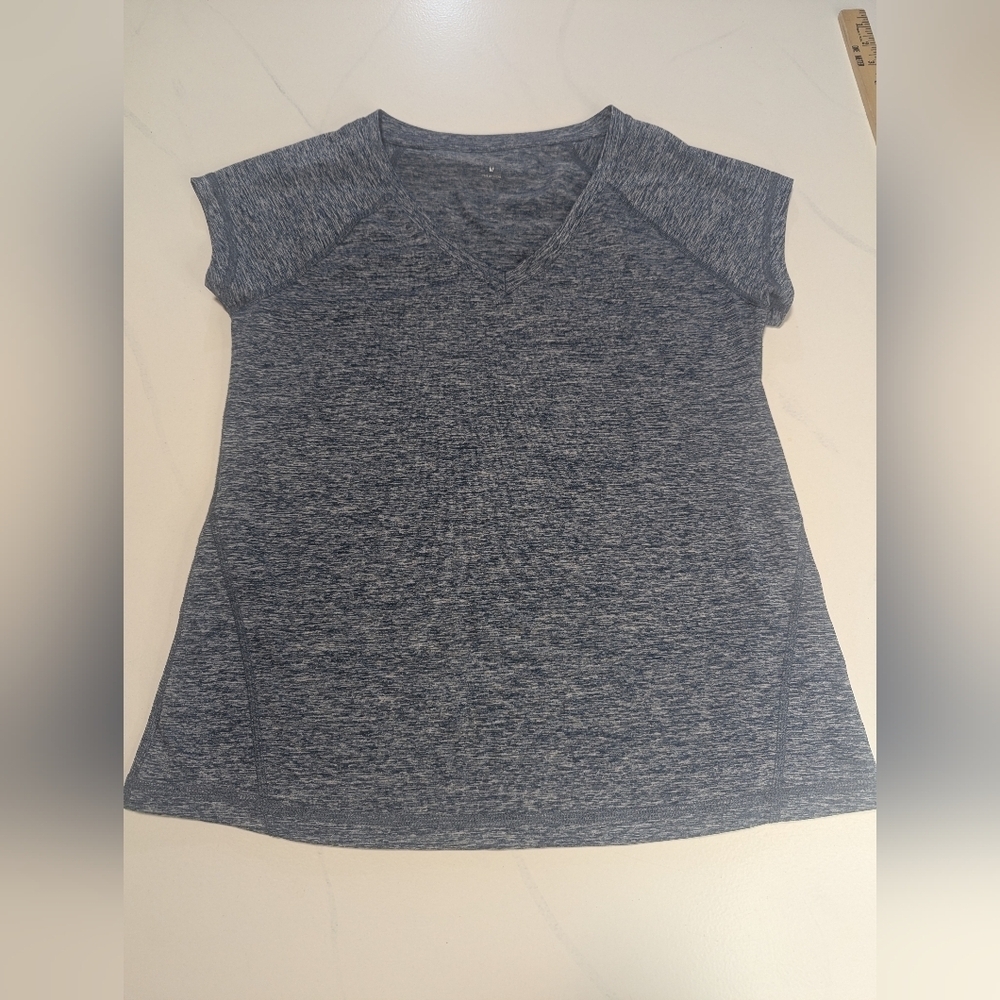 Ideology Women's Rapidry Heathered Performance T-Shirt Navy Blue/White, Medium
